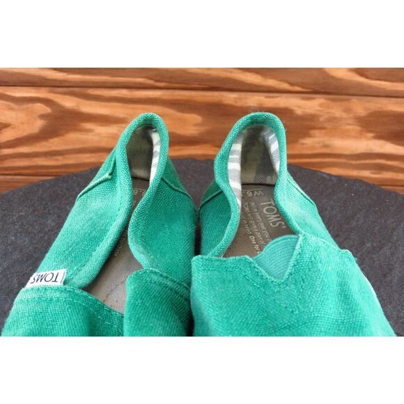 Toms Size 6.5 M‎ Round Toe Green Flats Fabric Women - Picture 3 of 7